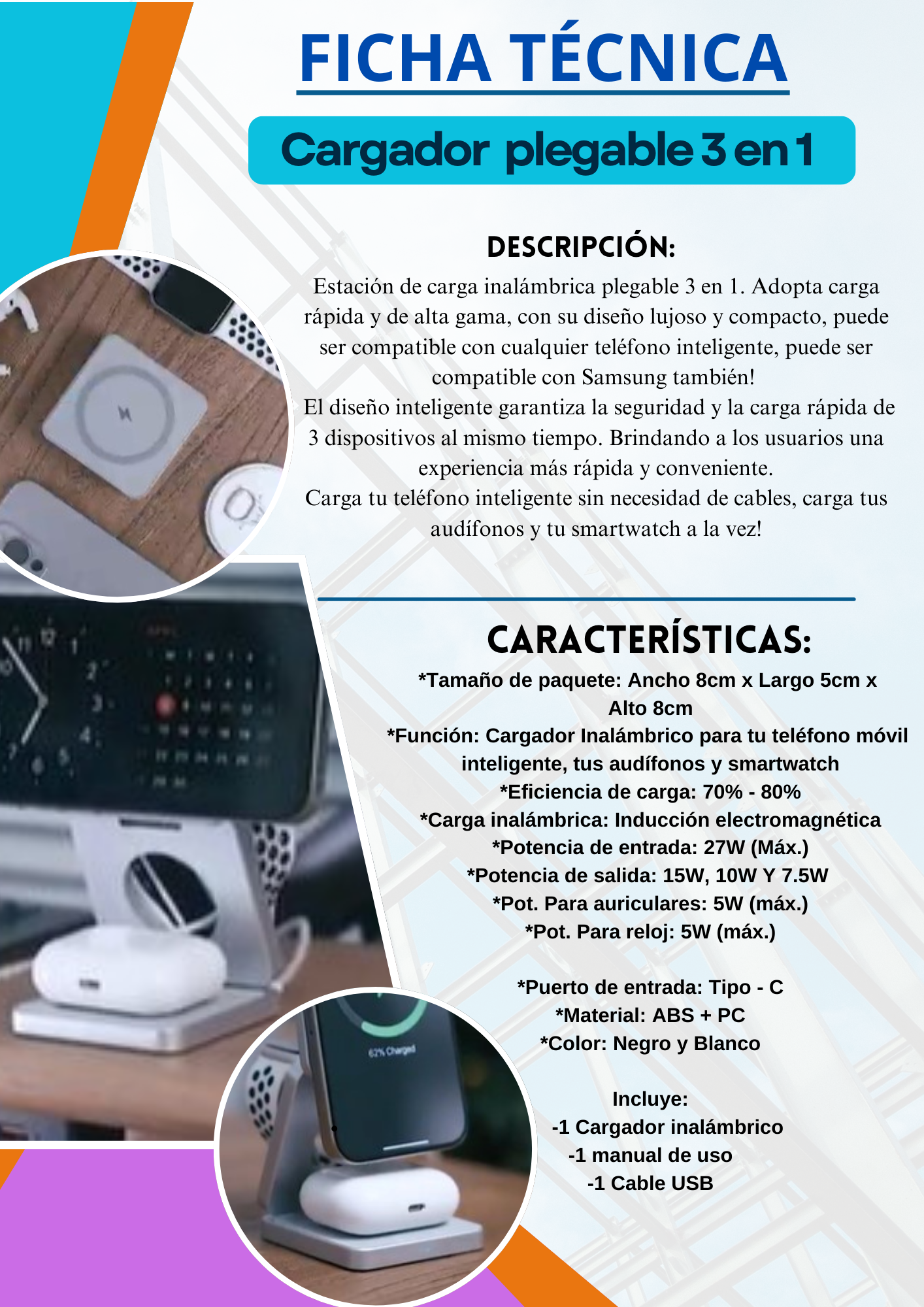 CARGADOR PLEGABLE 3 EN 1
