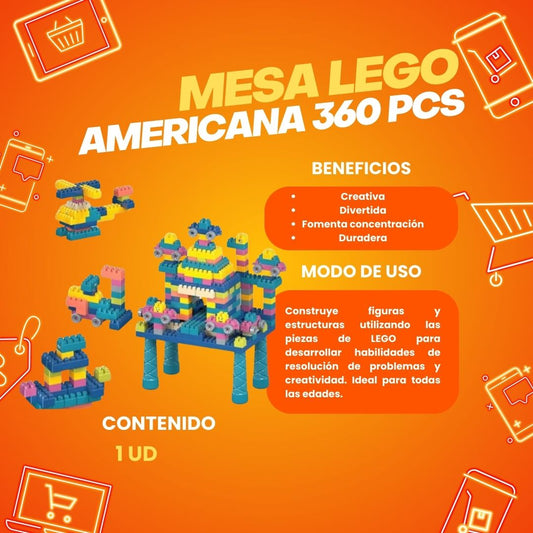 MESA LEGO AMERICANA 300 PCS