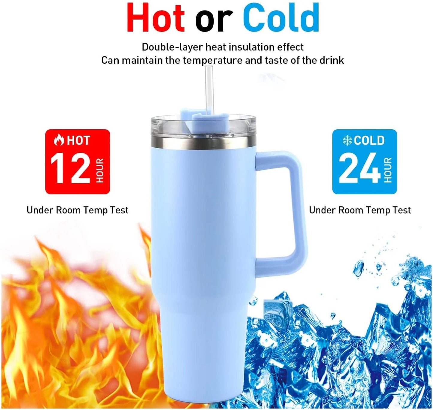 VASO TÉRMICO DE ACERO INOXIDABLE 1.200ML CON ASA Y SORBETE